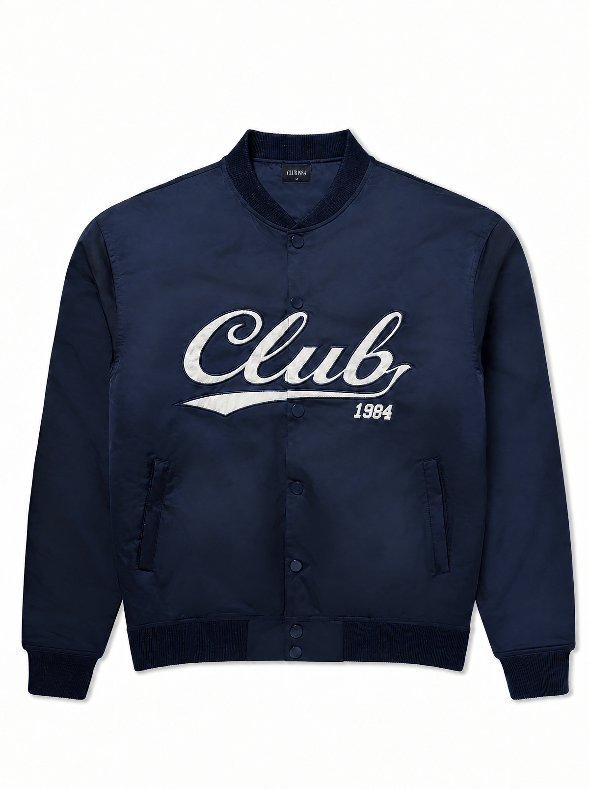 CLUB 1984. Bronx Satin Bomber - Navy Jacket