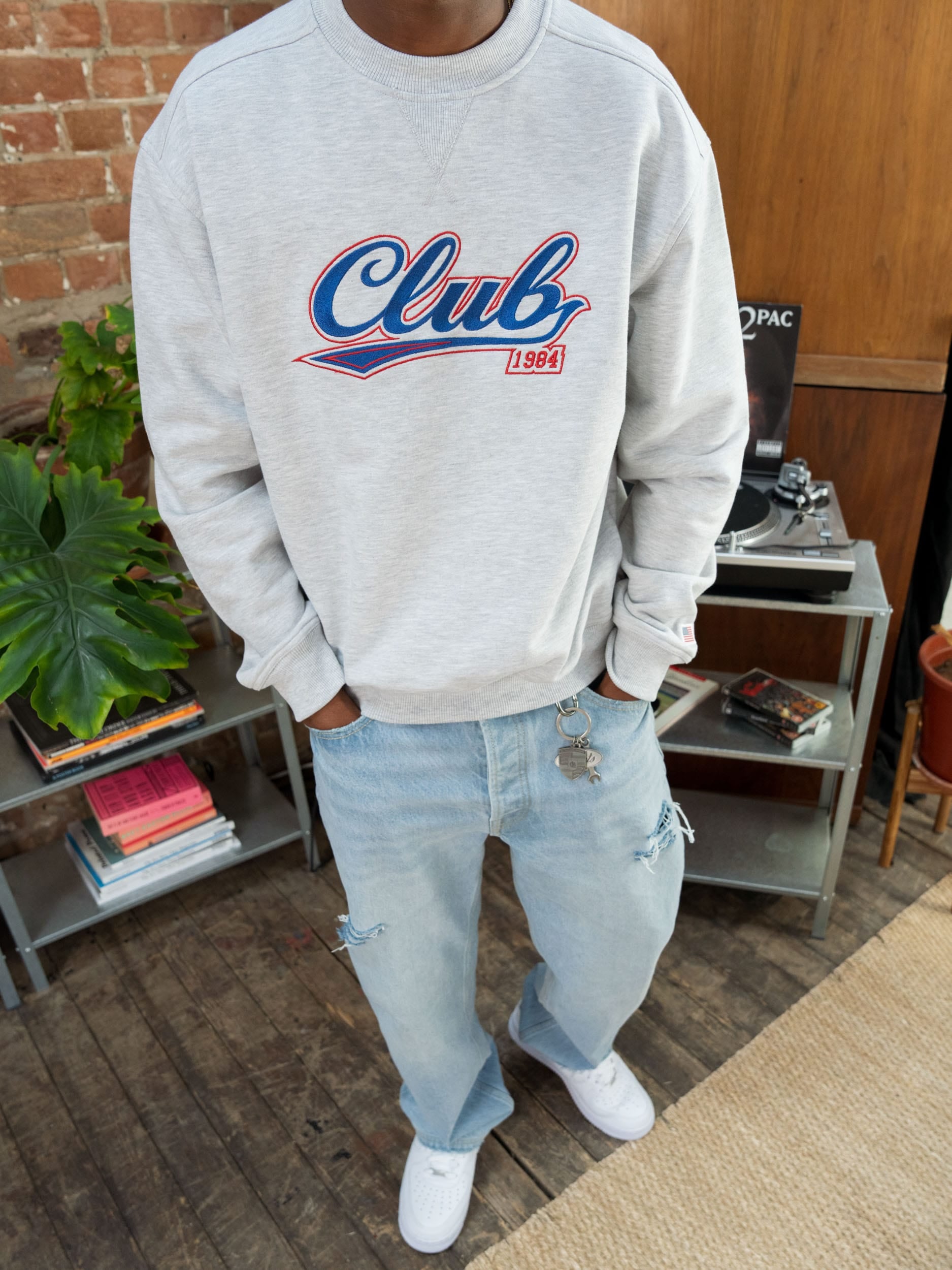 CLUB 1984. Bronx Sweatshirt - Light Grey Marl Sweatshirt