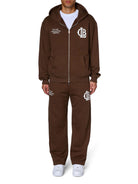 CLUB 1984. CLB Zipped Hoodie - Brown Hoodie