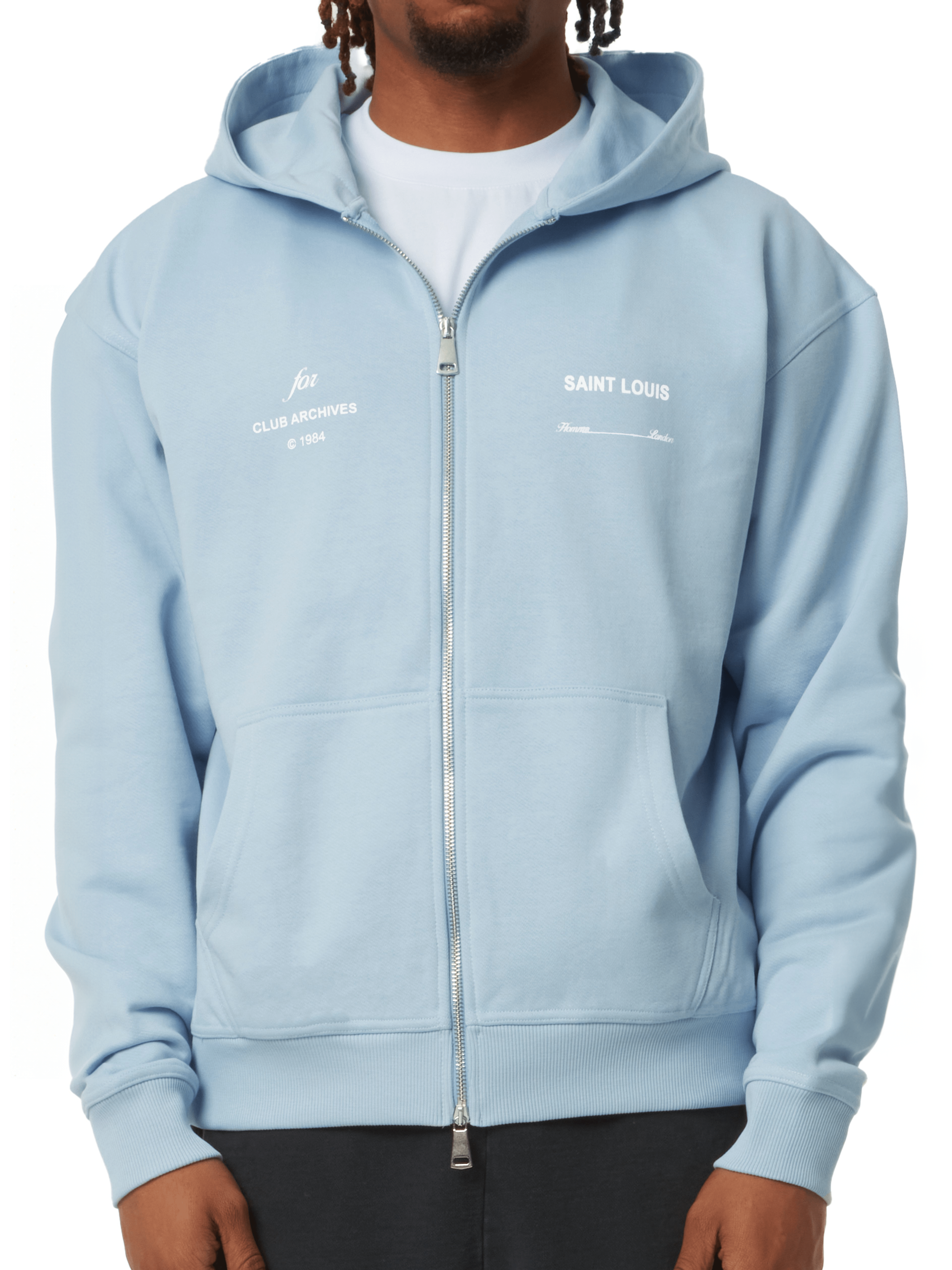 CLUB 1984. Club Archive Zip Hoodie - Light Blue Hoodie