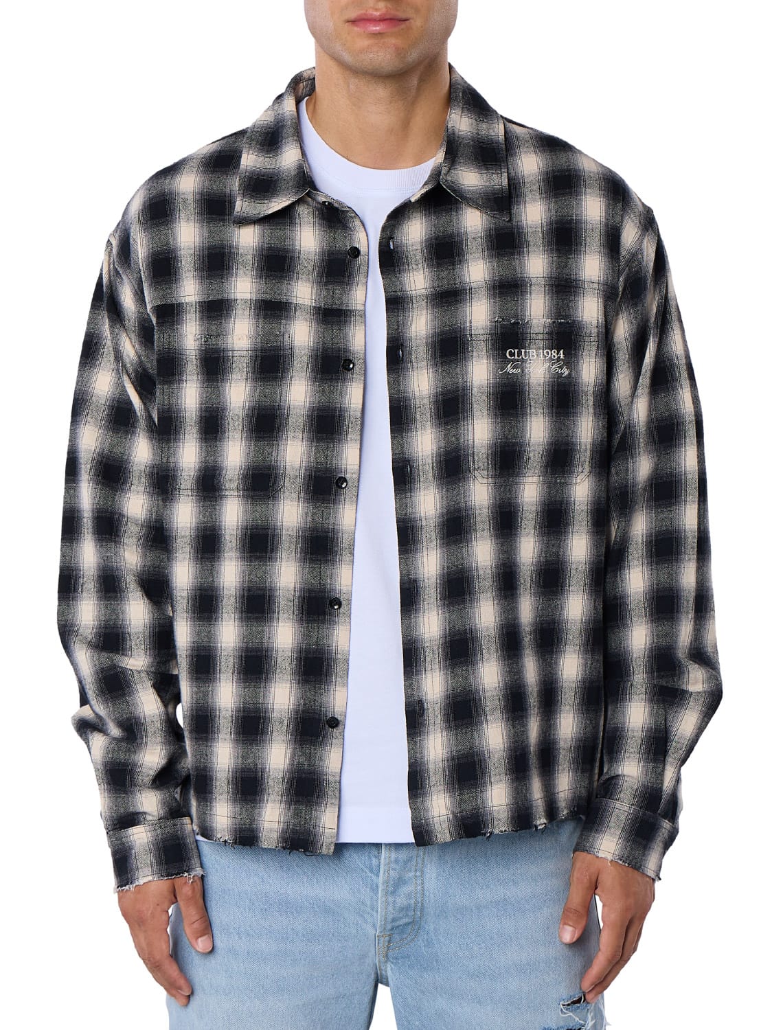 CLUB 1984. Club Checked LS Shirt - Black/White Shirt
