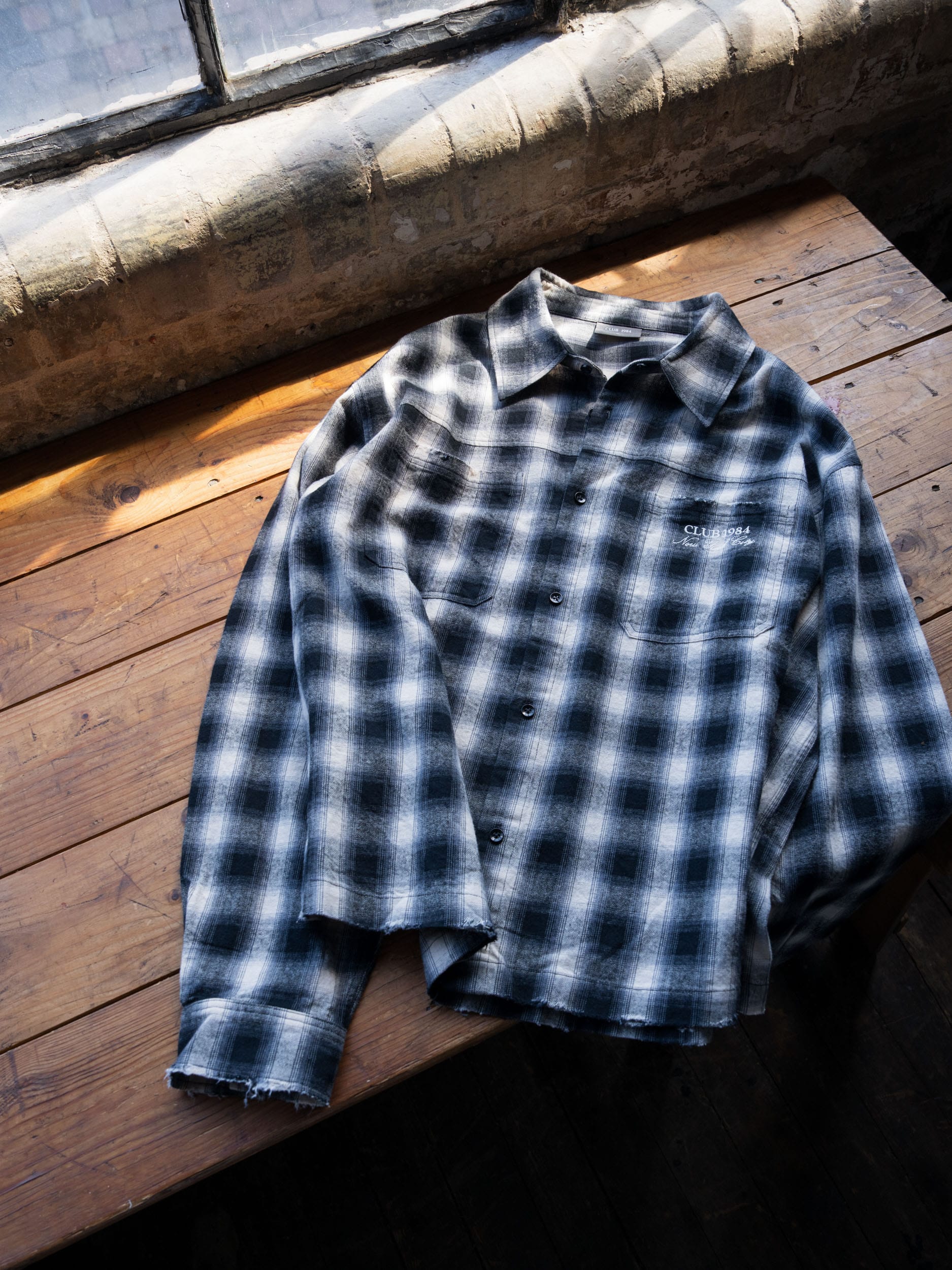 CLUB 1984. Club Checked LS Shirt - Black/White Shirt