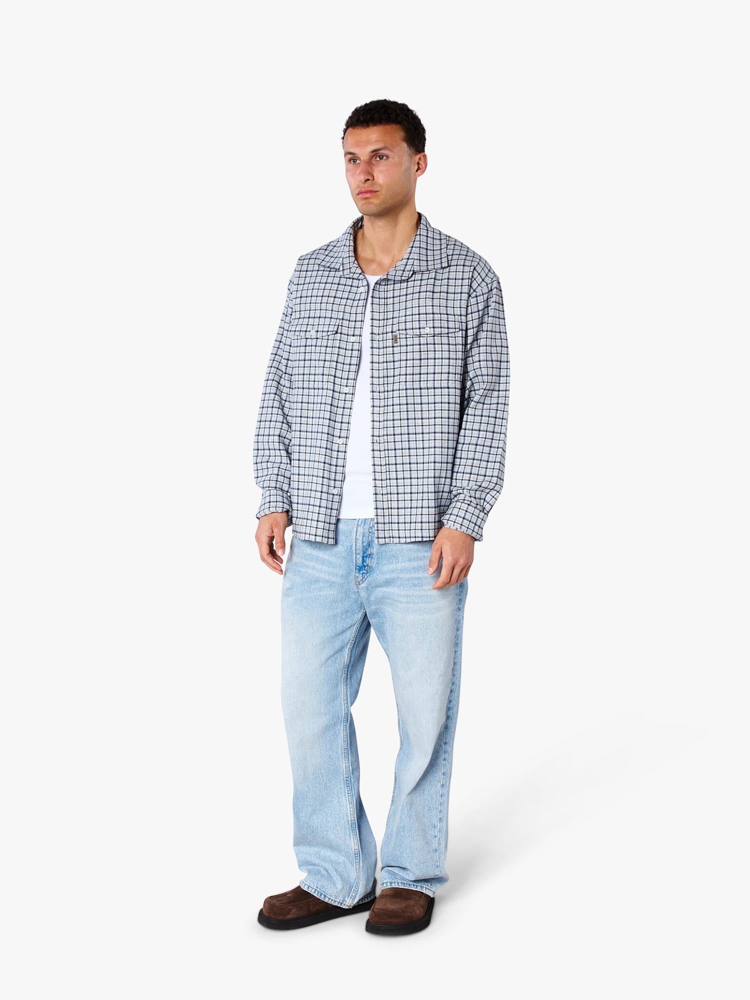 CLUB 1984. Club Checked LS Shirt - Blue Shirt
