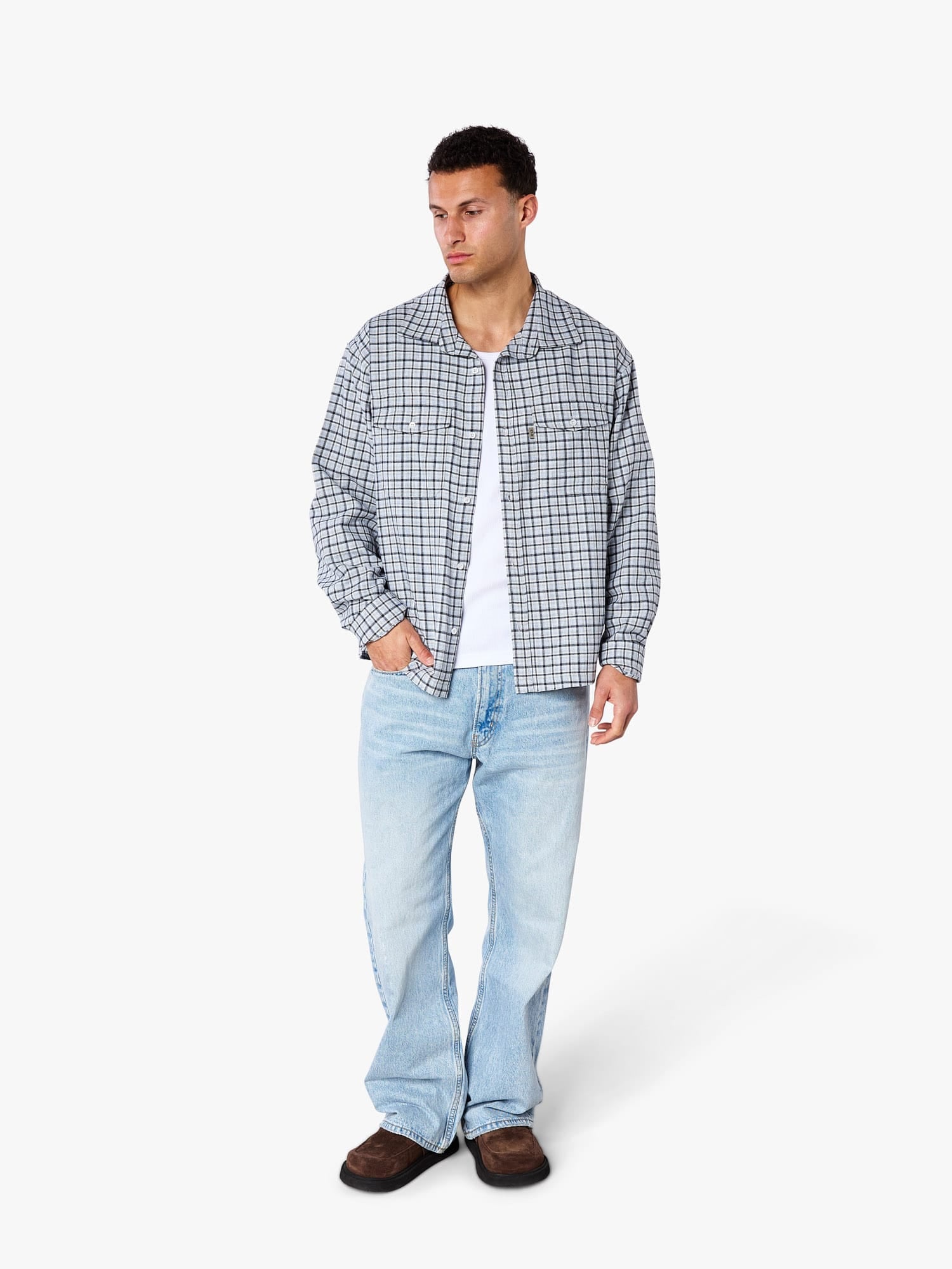 CLUB 1984. Club Checked LS Shirt - Blue Shirt