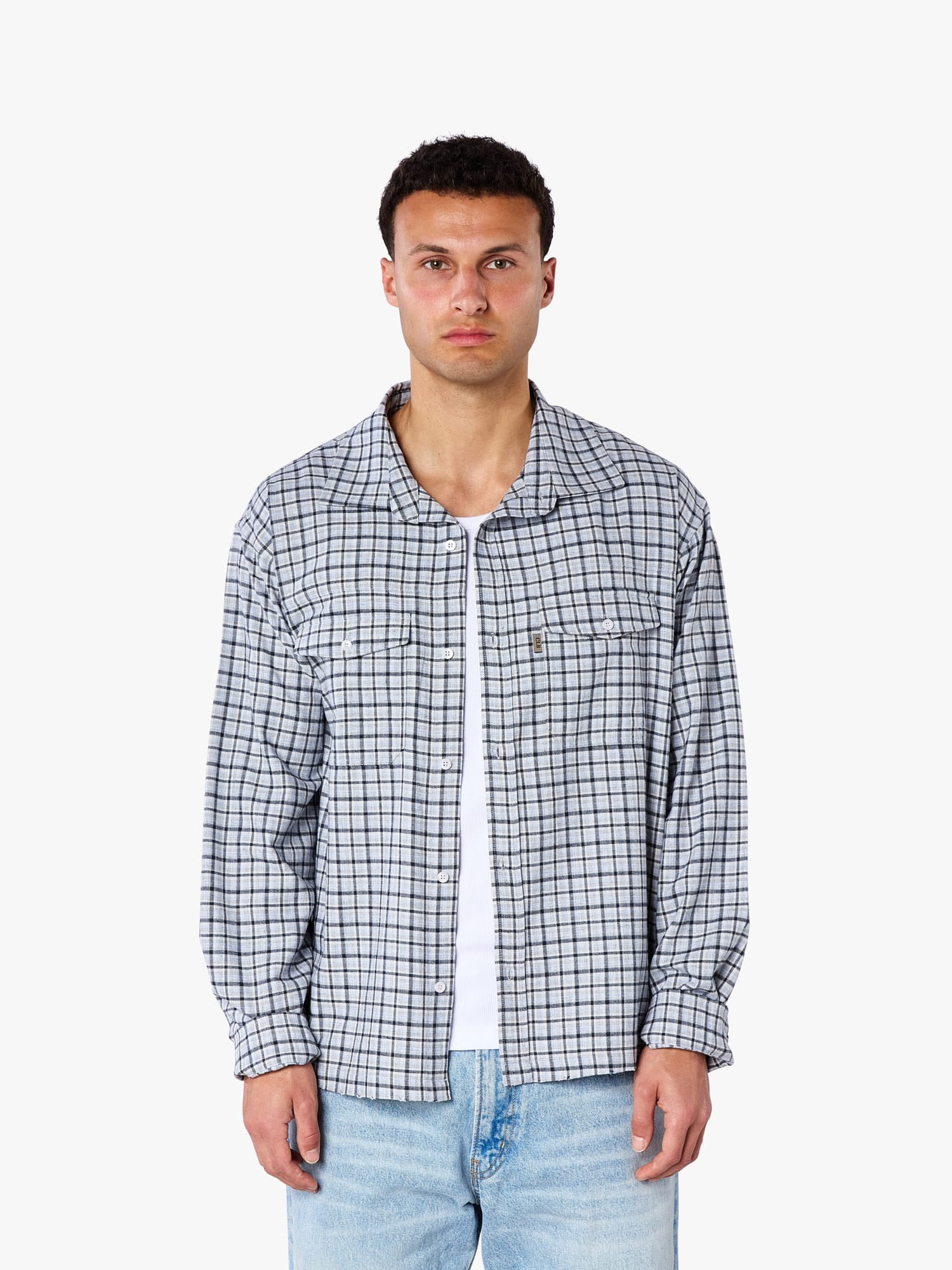 CLUB 1984. Club Checked LS Shirt - Blue Shirt