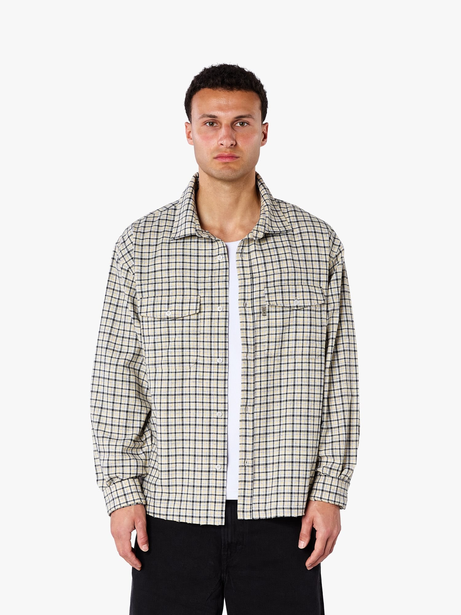 CLUB 1984. Club Checked LS Shirt - Yellow Shirt