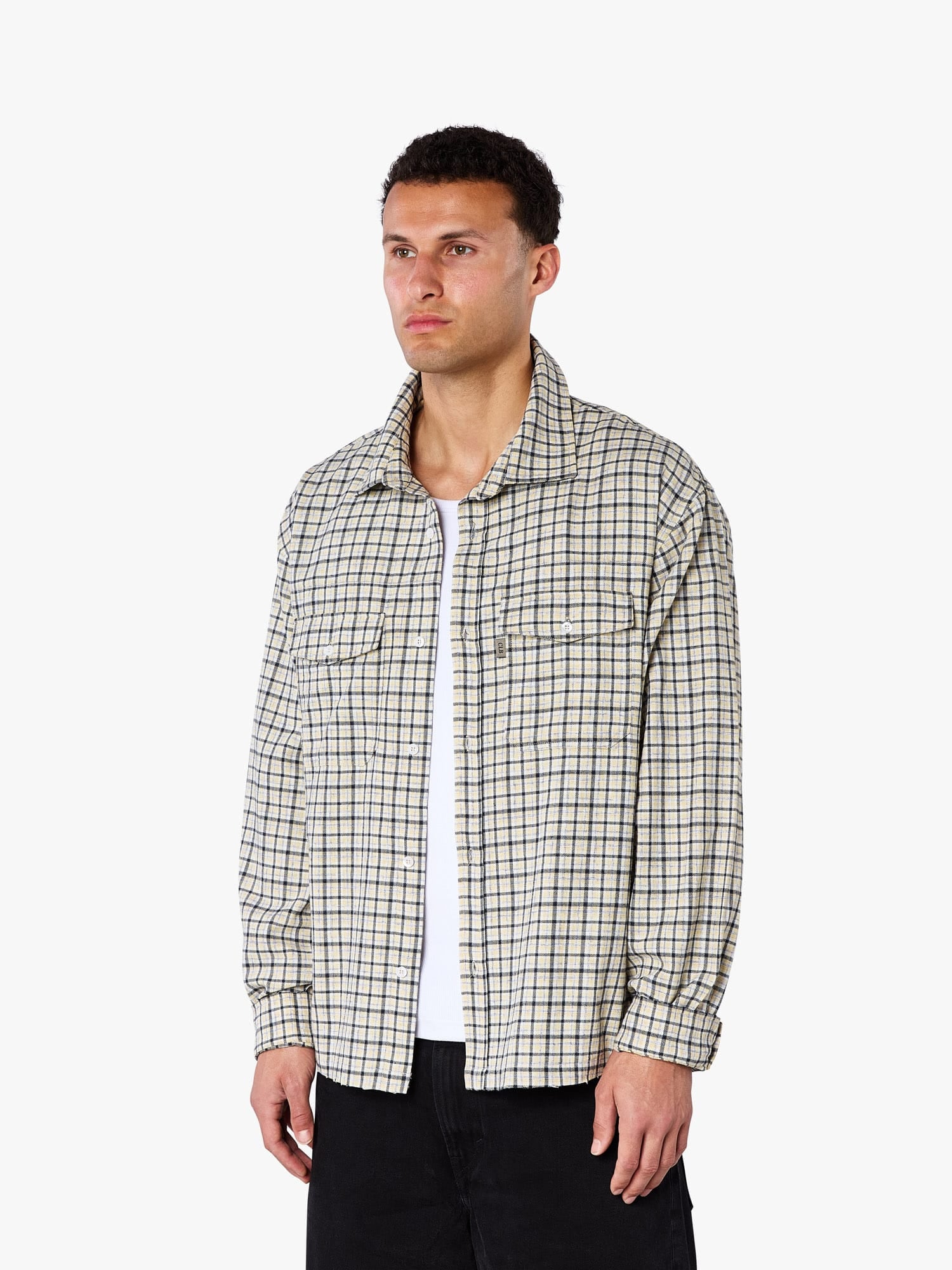 CLUB 1984. Club Checked LS Shirt - Yellow Shirt