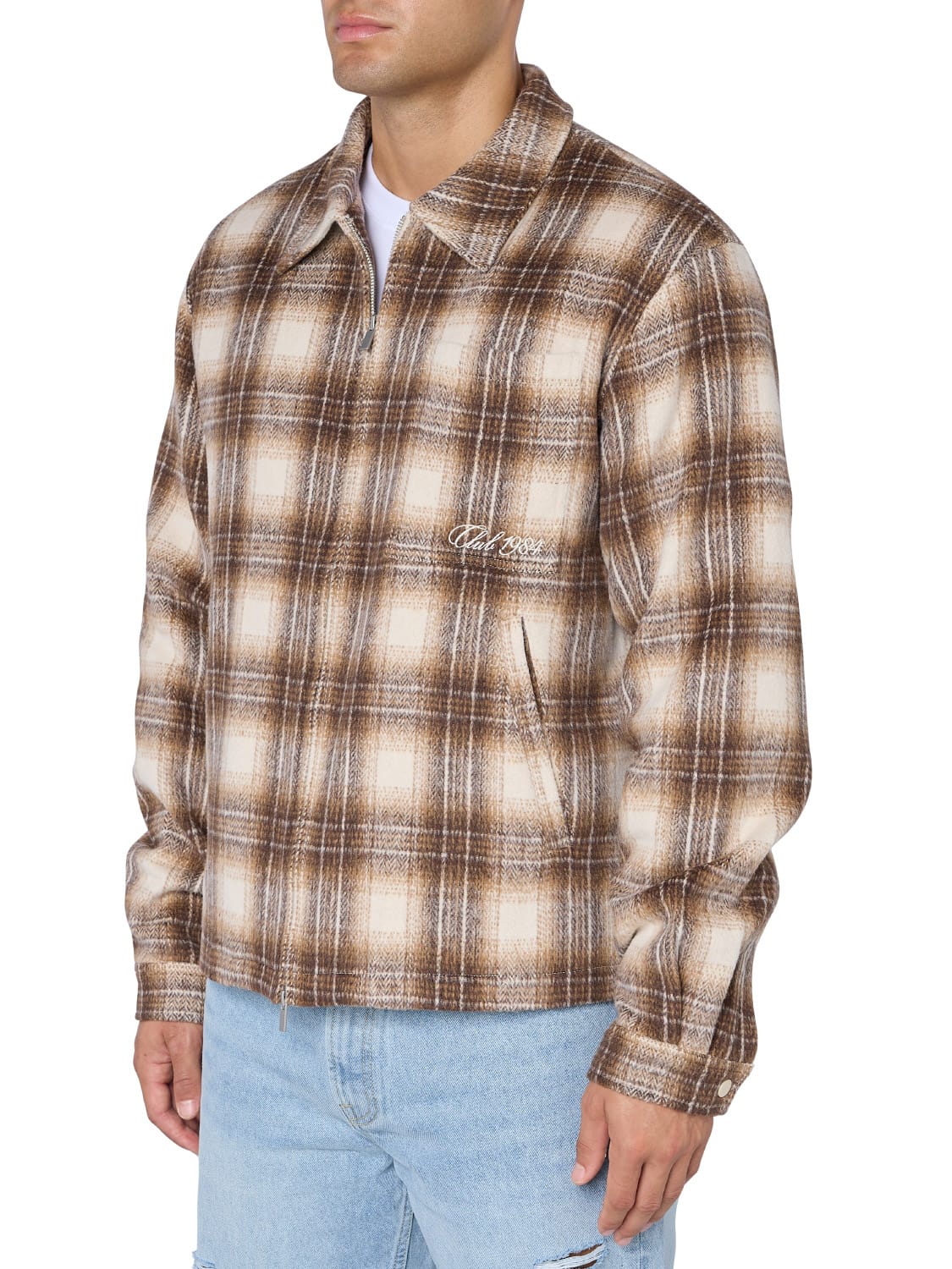 CLUB 1984. Club Checked Overshirt - Beige Shirt