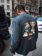 CLUB 1984. Club Racing Long Sleeve T-shirt - Washed Grey T-Shirt