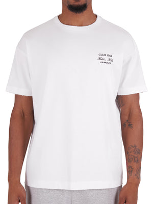 CLUB 1984. Hidden Hills Distressed T-Shirt - White T-Shirt