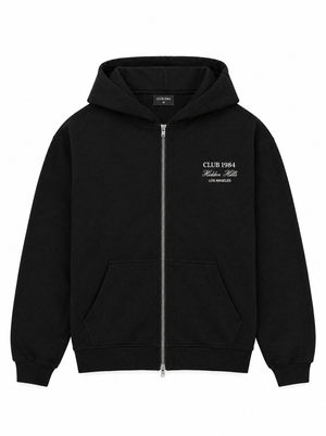 CLUB 1984. Hidden Hills Zipped Hoodie - Black Hoodie