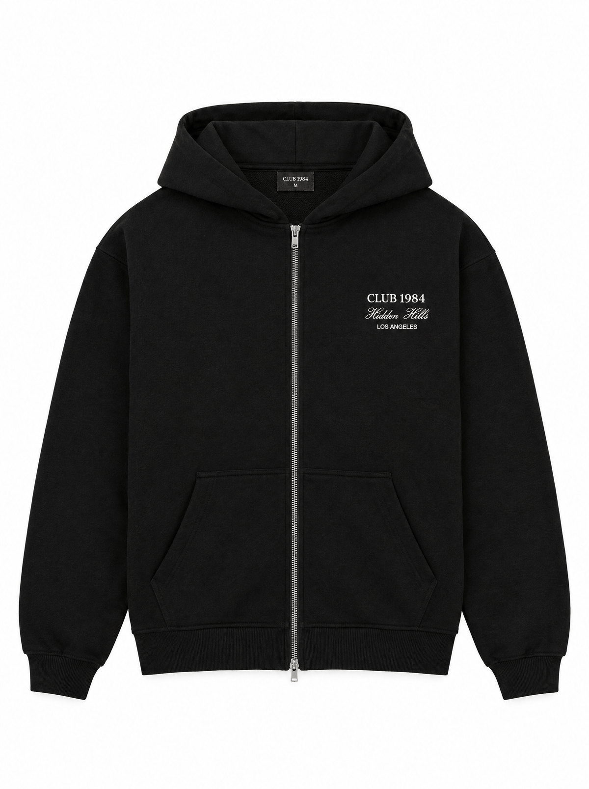 CLUB 1984. Hidden Hills Zipped Hoodie - Black Hoodie