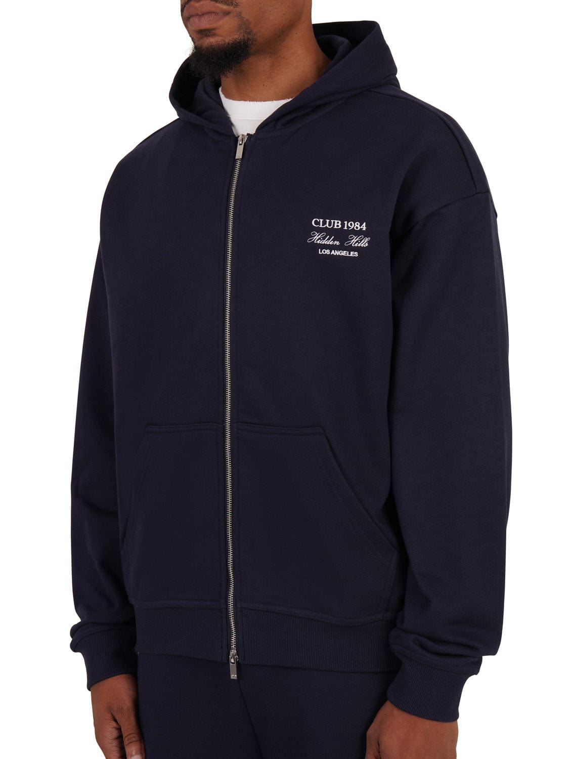 CLUB 1984. Hidden Hills Zipped Hoodie - Navy Hoodie