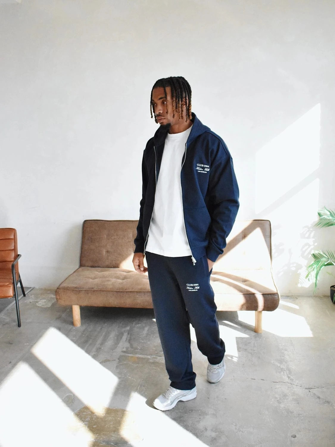 CLUB 1984. Hidden Hills Zipped Hoodie - Navy Hoodie