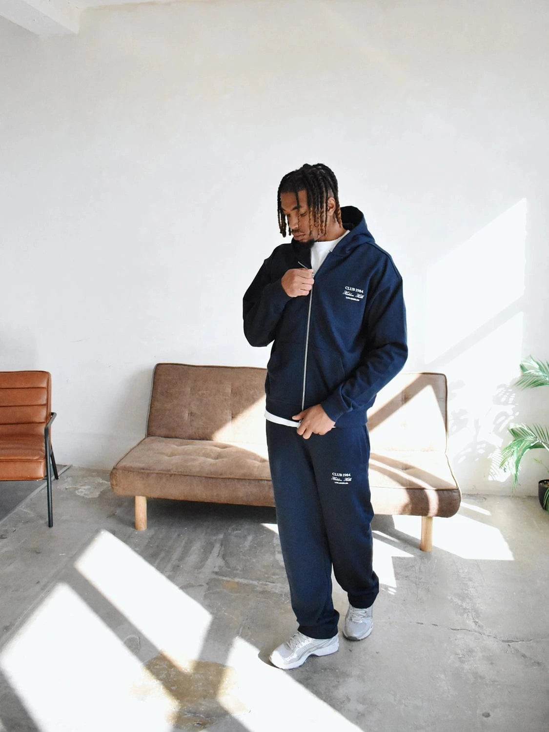 CLUB 1984. Hidden Hills Zipped Hoodie - Navy Hoodie