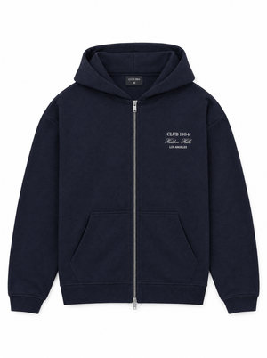 CLUB 1984. Hidden Hills Zipped Hoodie - Navy Hoodie