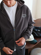 CLUB 1984. Hidden Hills Zipped Hoodie - Washed Grey Hoodie