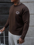 CLUB 1984. Homme Knitted Sweatshirt - Coffee Sweatshirt