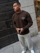 CLUB 1984. Homme Knitted Sweatshirt - Coffee Sweatshirt