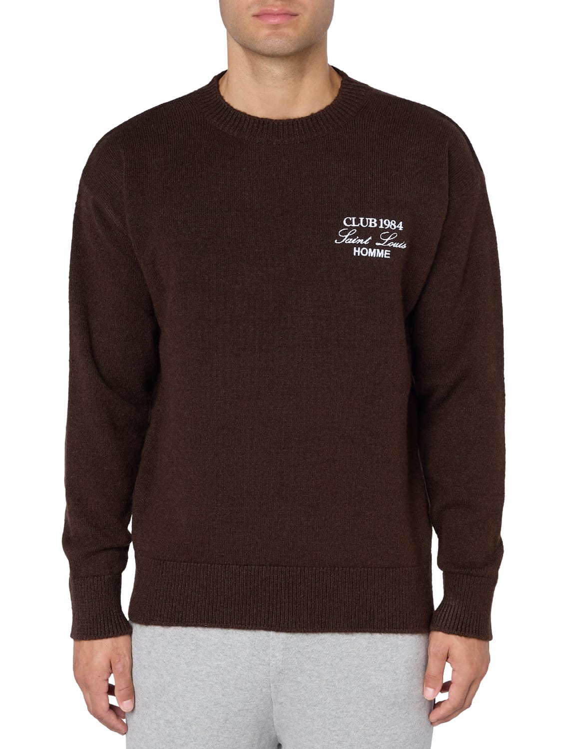 CLUB 1984. Homme Knitted Sweatshirt - Coffee Sweatshirt