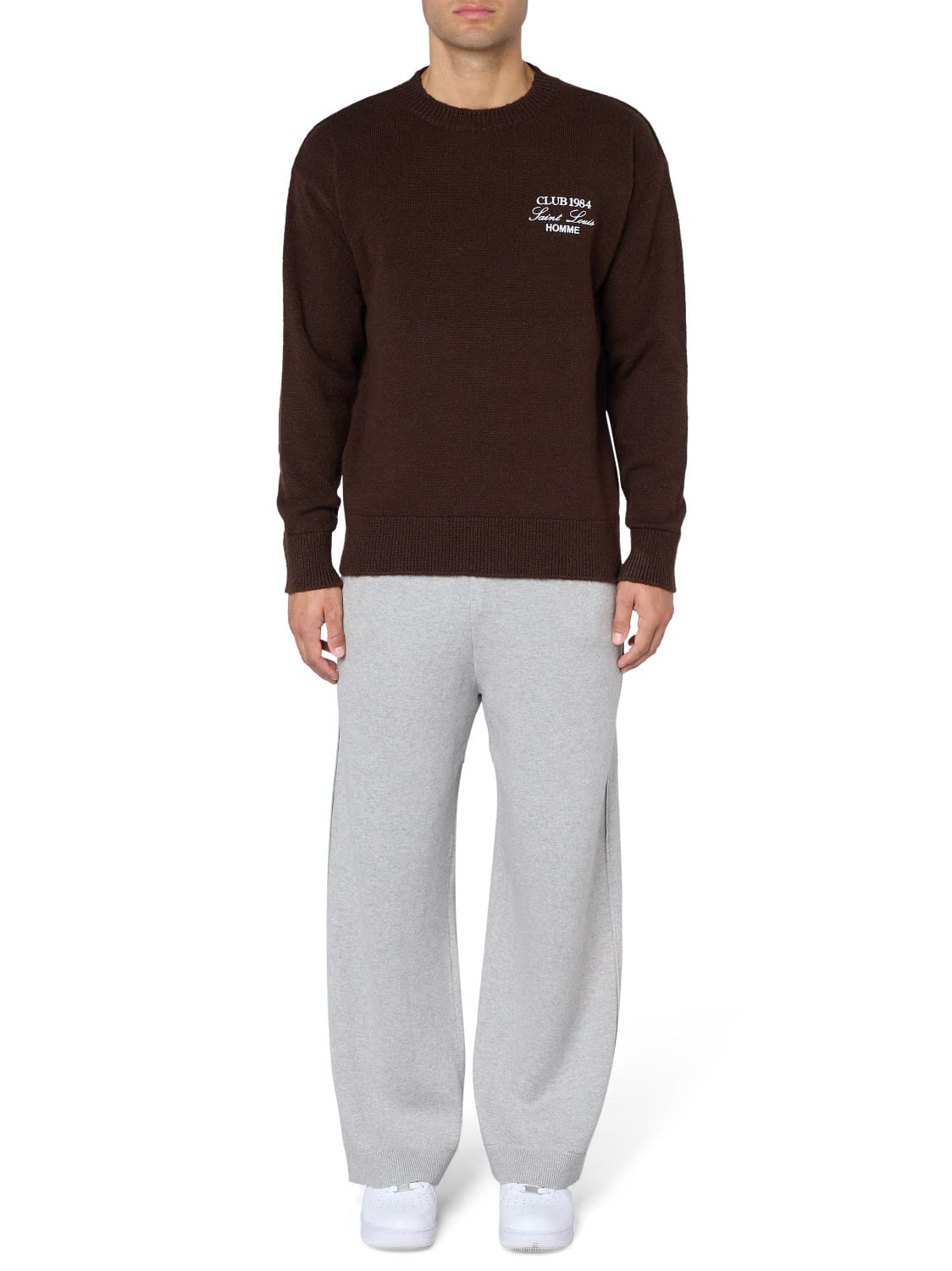 CLUB 1984. Homme Knitted Sweatshirt - Coffee Sweatshirt