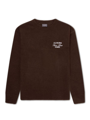 CLUB 1984. Homme Knitted Sweatshirt - Coffee Sweatshirt