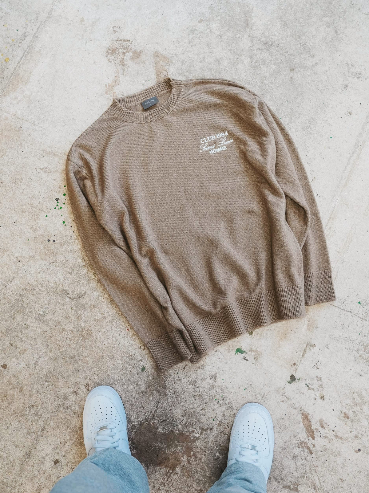 CLUB 1984. Homme Knitted Sweatshirt - Mocha Sweatshirt