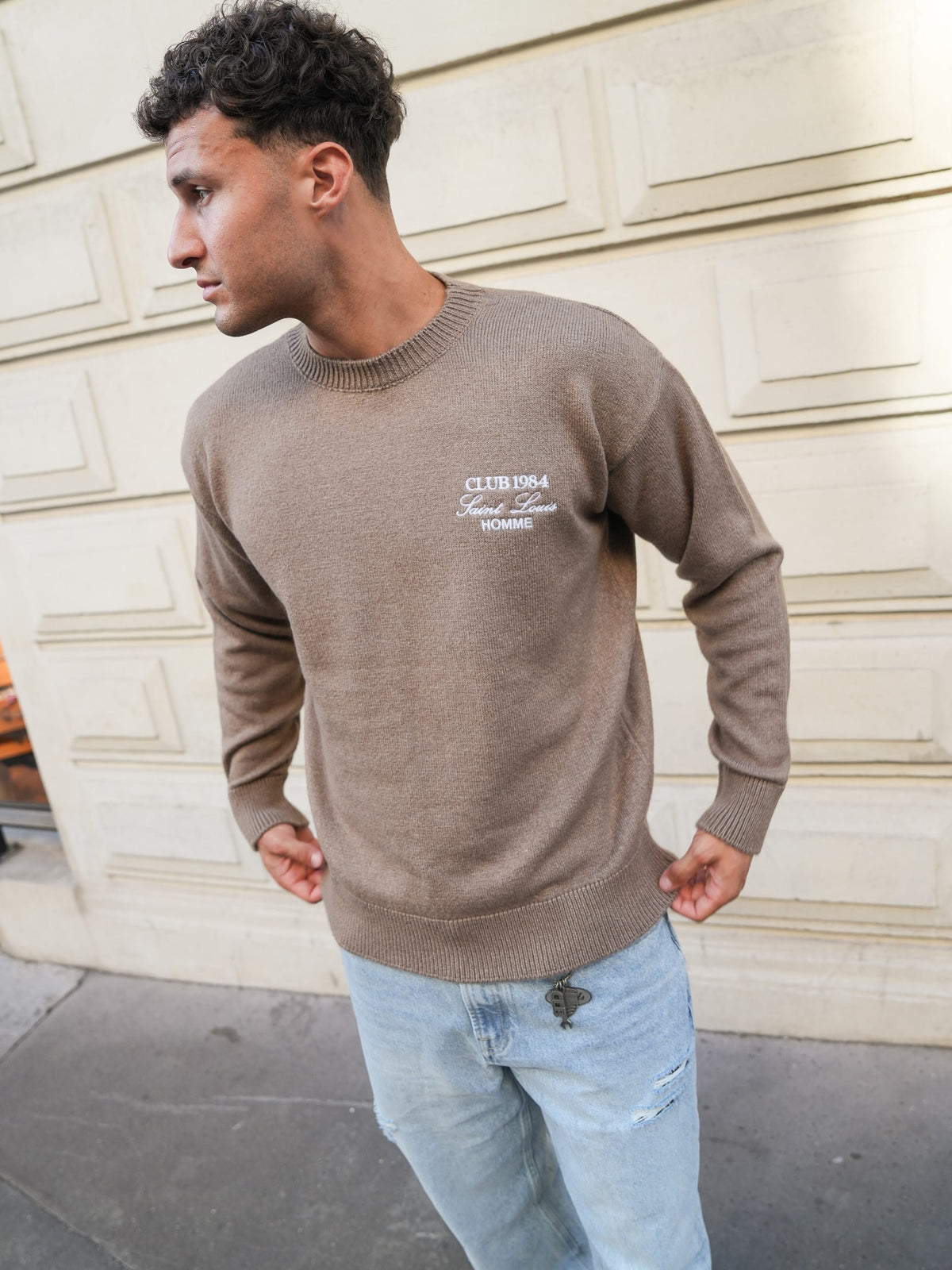 CLUB 1984. Homme Knitted Sweatshirt - Mocha Sweatshirt