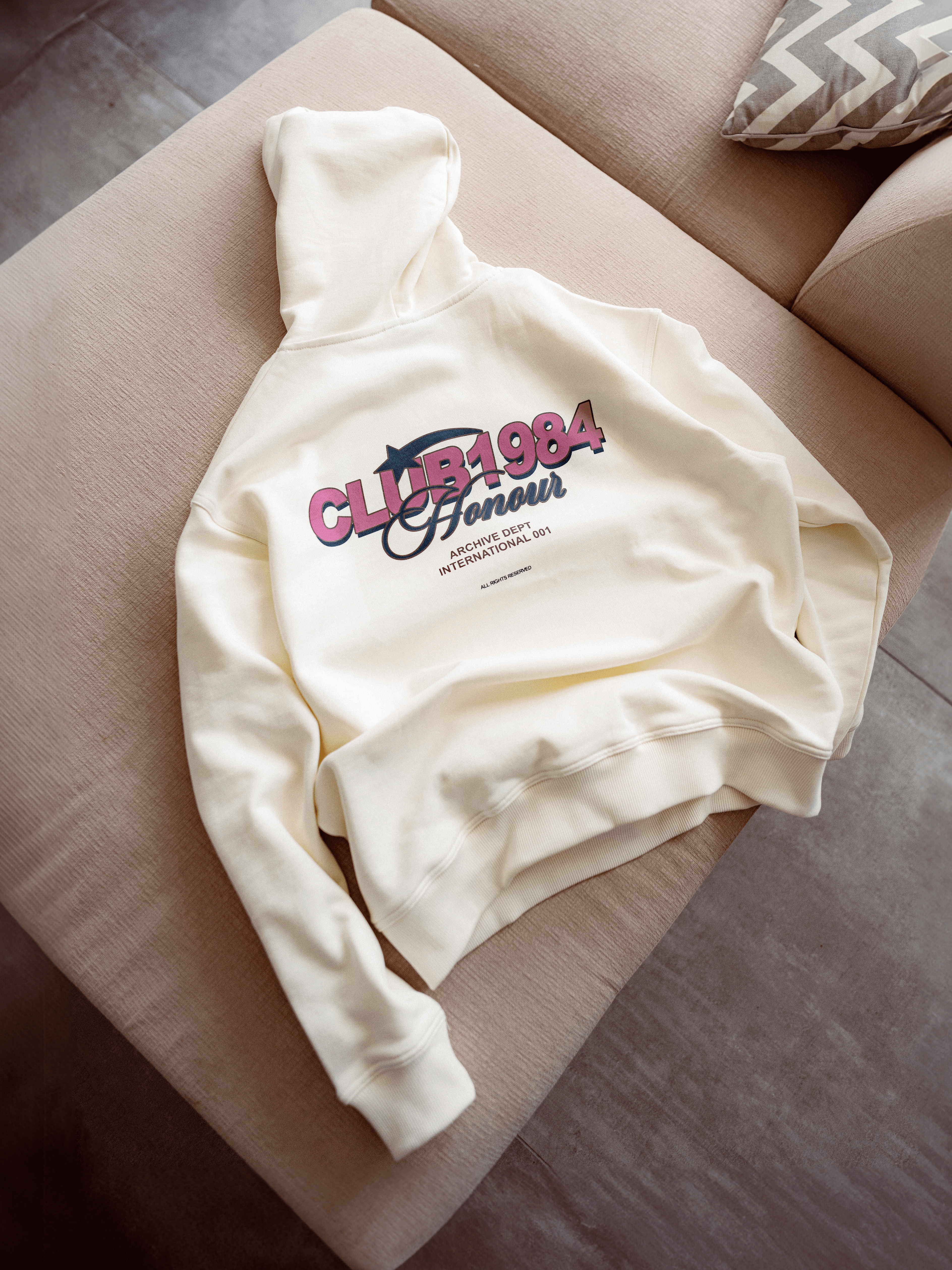 CLUB 1984. Honour Hoodie - Off White Hoodie