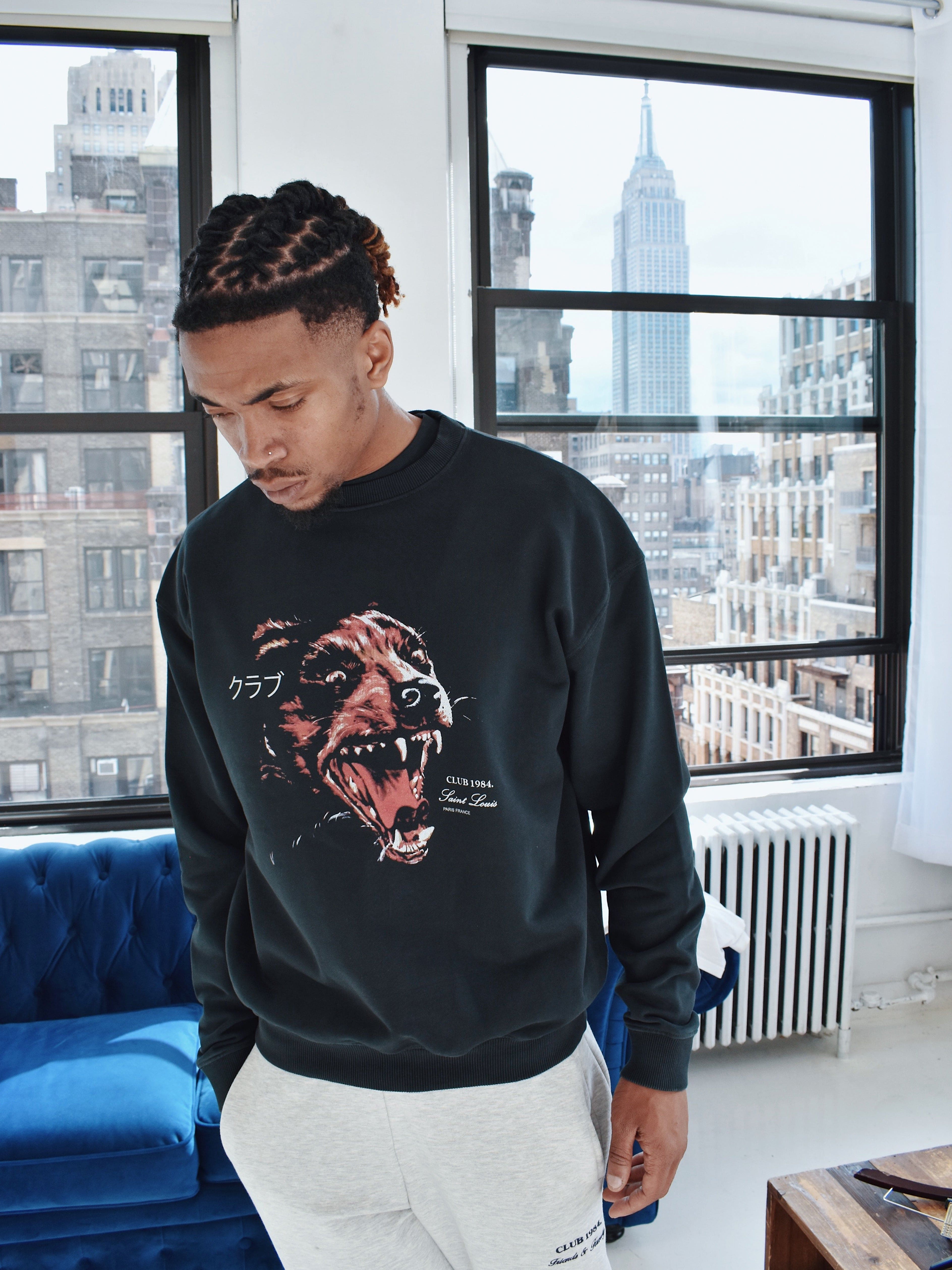 CLUB 1984. Horrors Sweatshirt - Washed Black Sweatshirt