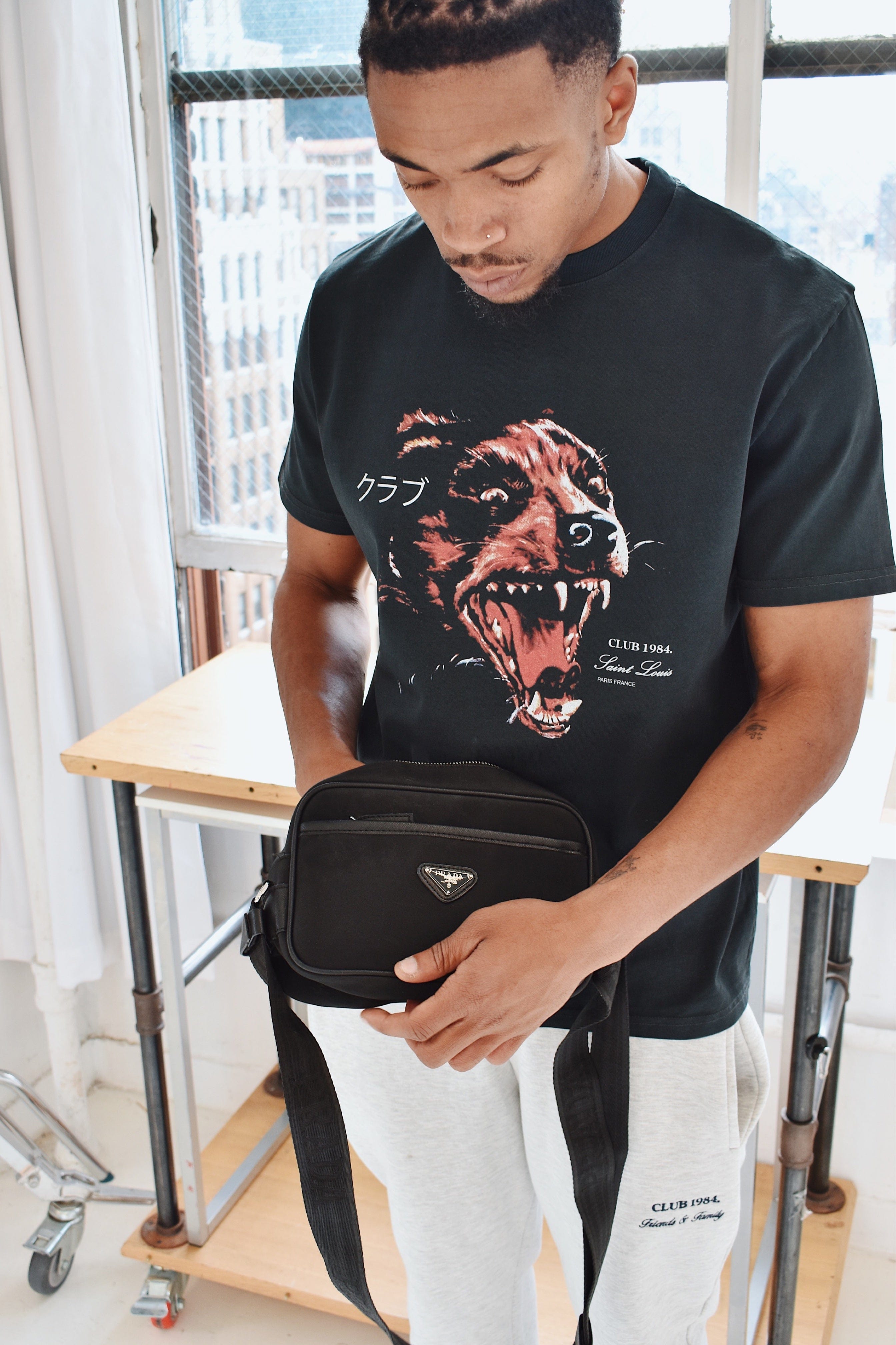 CLUB 1984. Horrors T-shirt - Washed Black T-Shirt