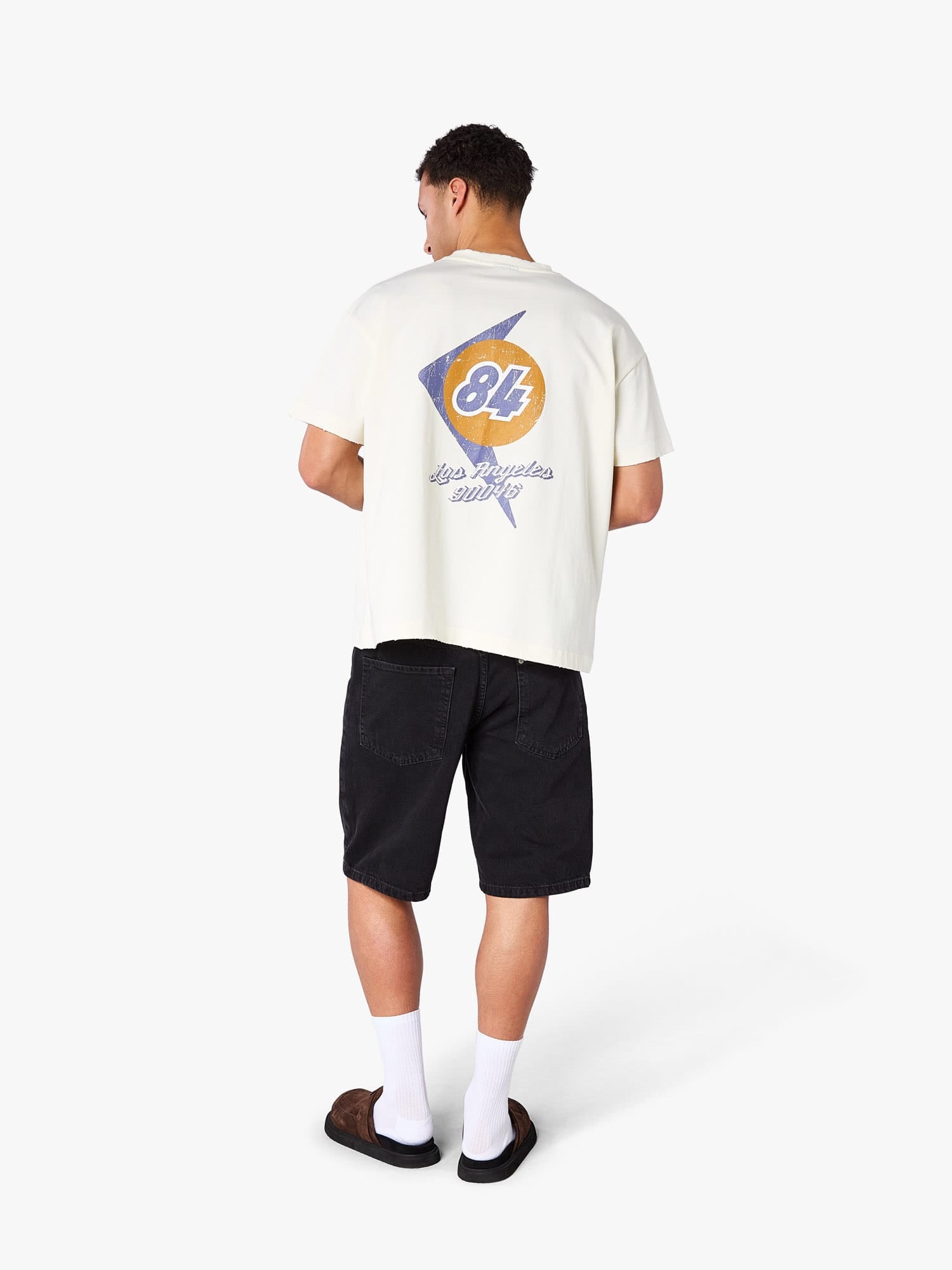 CLUB 1984. LA 84 Distressed T-shirt - Off White T-Shirt