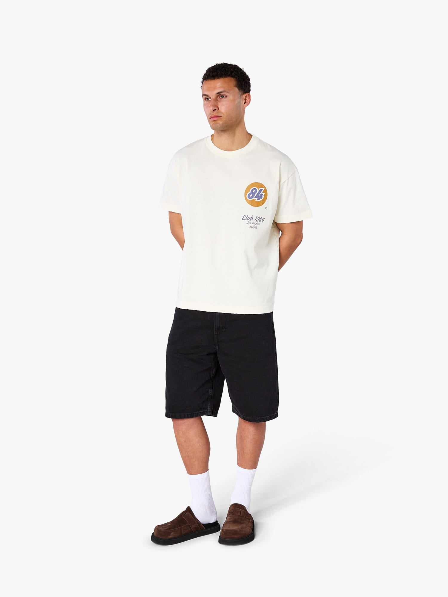 CLUB 1984. LA 84 Distressed T-shirt - Off White T-Shirt