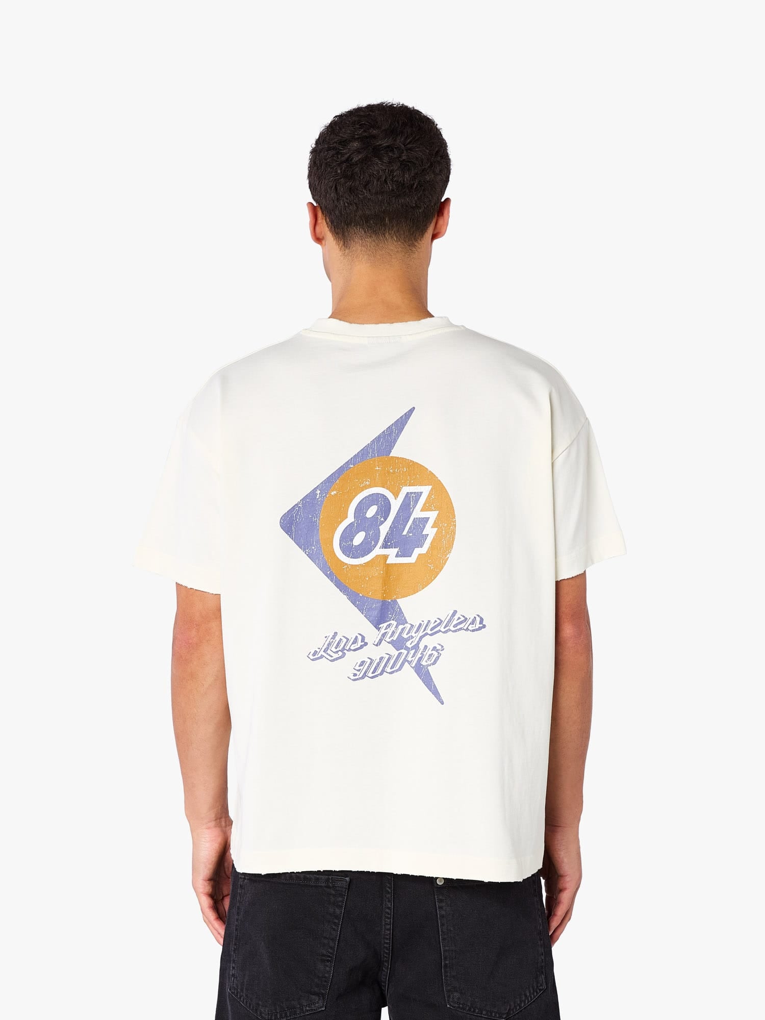 CLUB 1984. LA 84 Distressed T-shirt - Off White T-Shirt