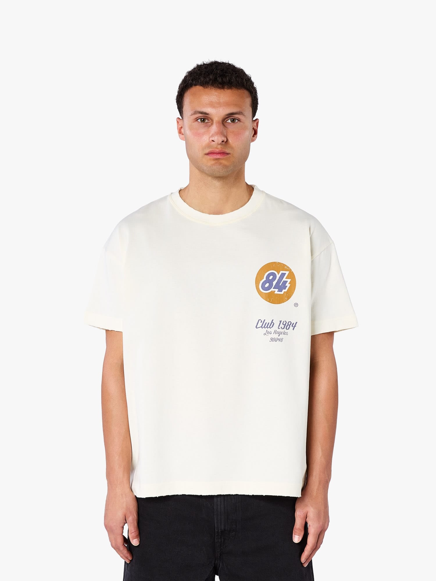 CLUB 1984. LA 84 Distressed T-shirt - Off White T-Shirt