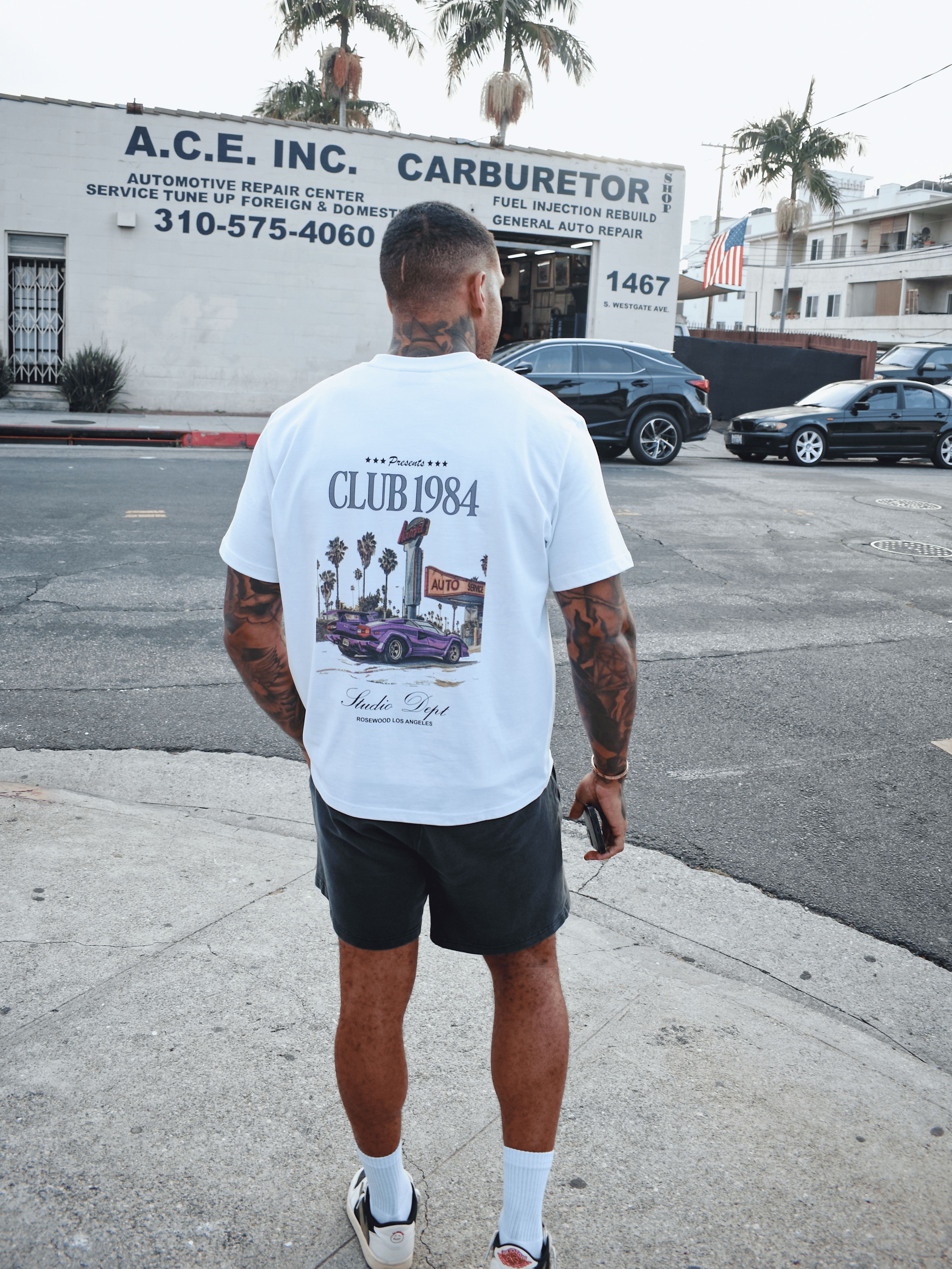 CLUB 1984. LA Auto T-shirt - White T-Shirt