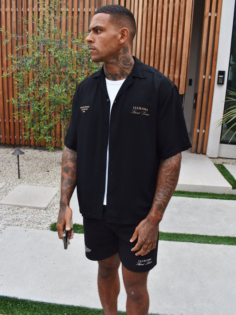 CLUB 1984. Melrose 1984 Shirt - Black/Tan Shirt