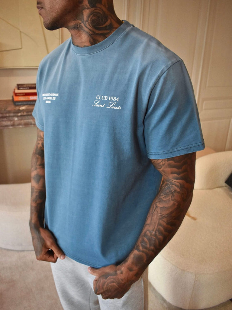CLUB 1984. Melrose 1984 T-shirt - Washed Blue T-Shirt