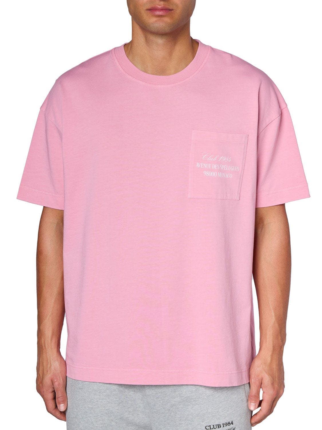 CLUB 1984. Monaco Script Pocket T-shirt - Pink T-Shirt