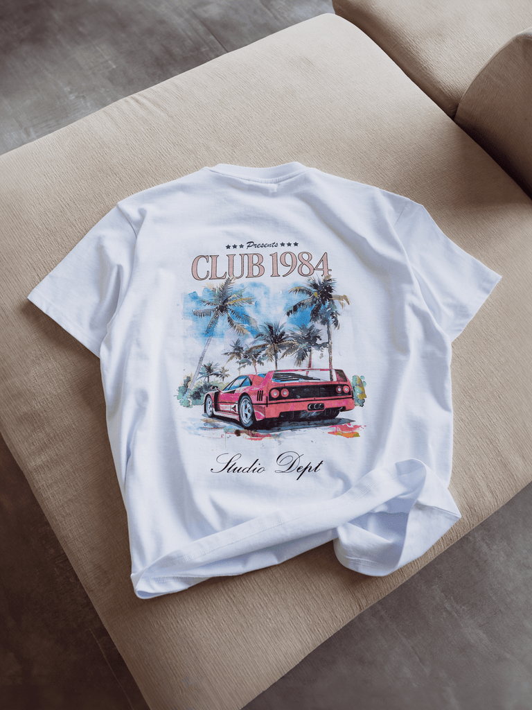 CLUB 1984. Palm Drive T-shirt - White T-Shirt