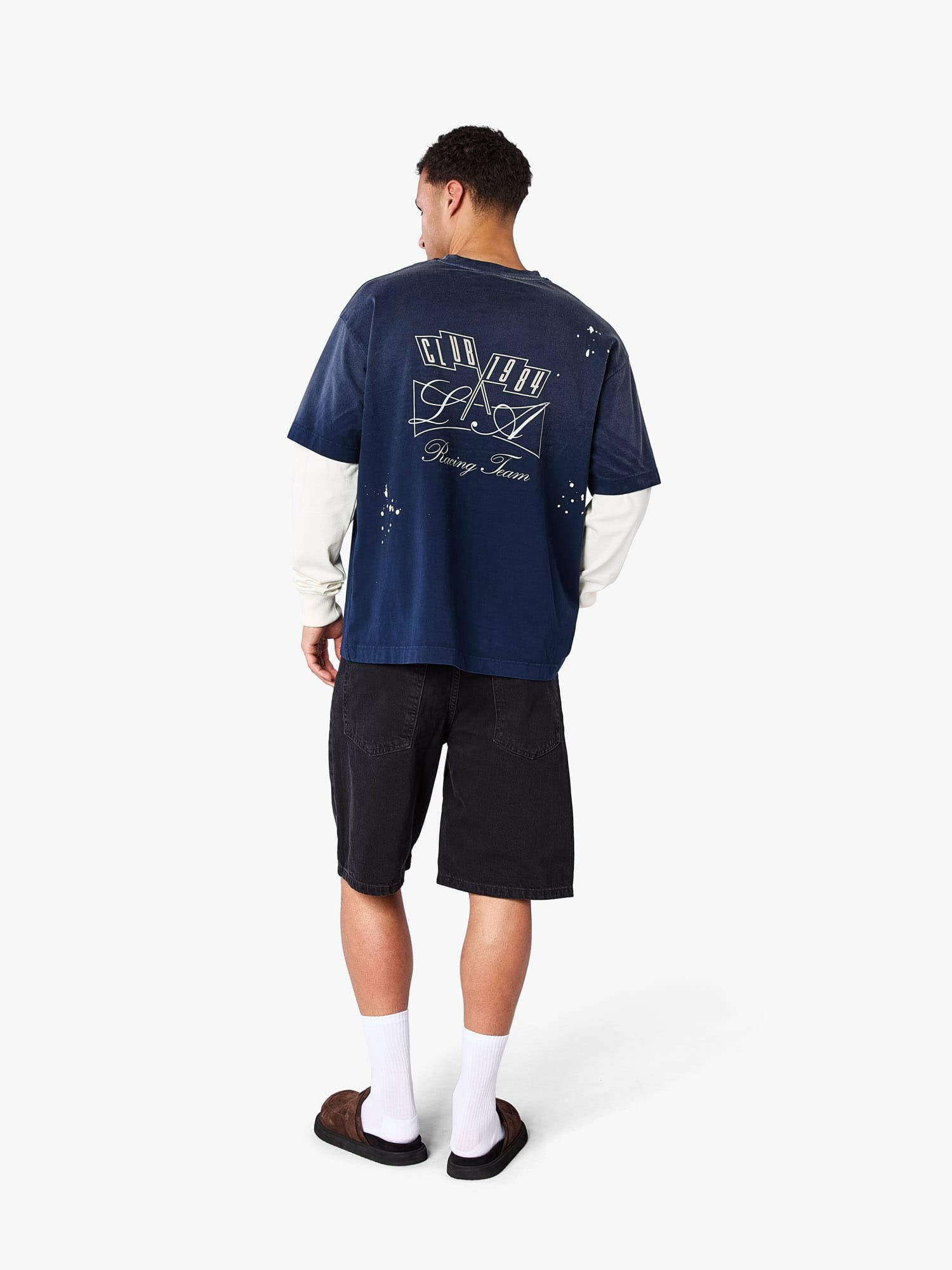 CLUB 1984. Piston LS T-shirt - Washed Navy T-Shirt