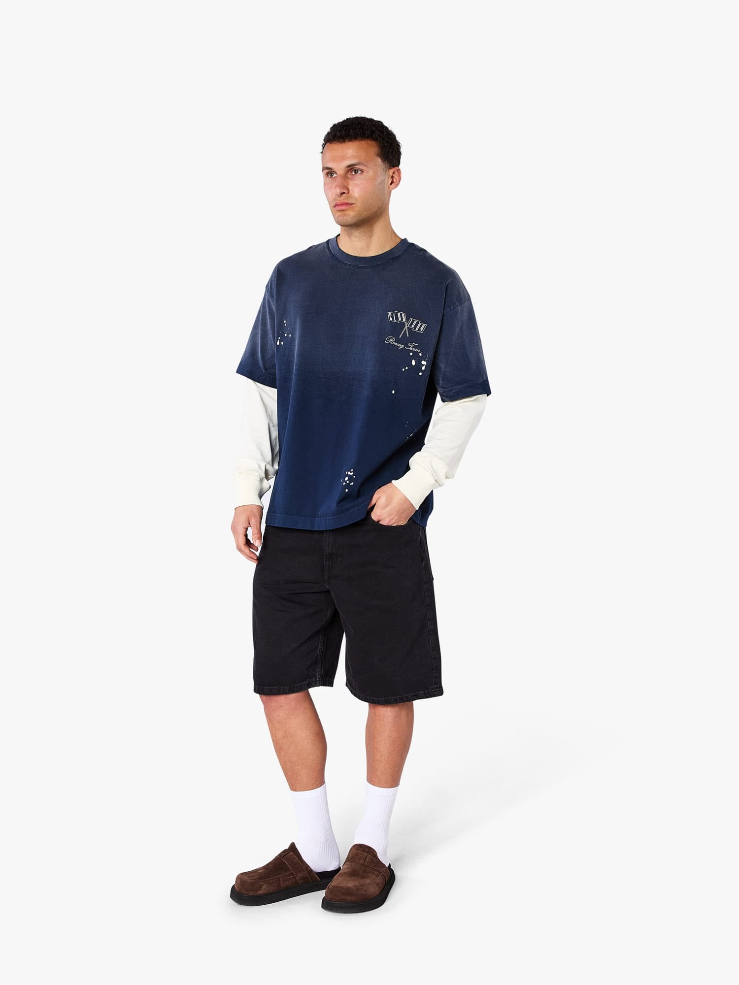 CLUB 1984. Piston LS T-shirt - Washed Navy T-Shirt
