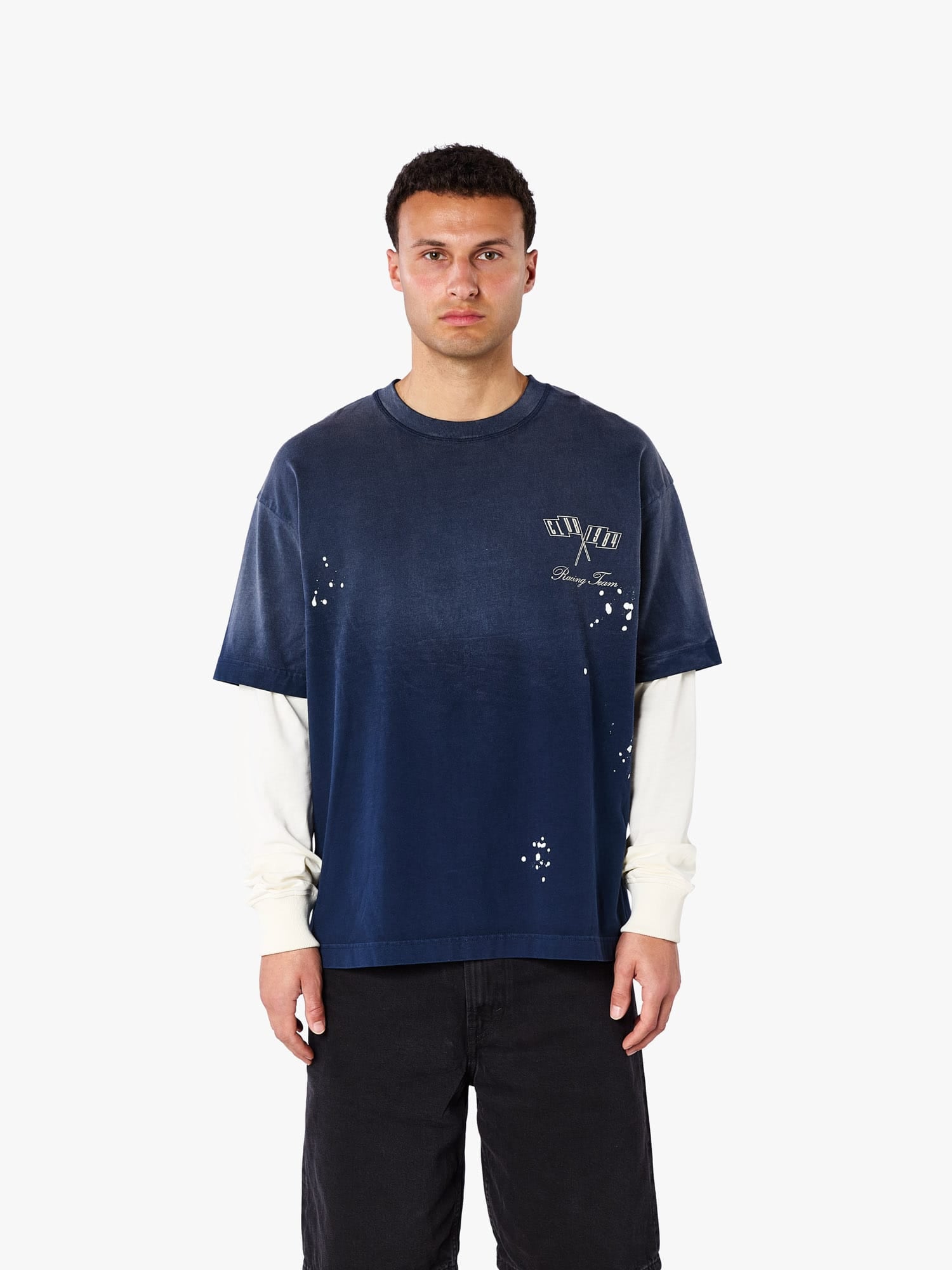 CLUB 1984. Piston LS T-shirt - Washed Navy T-Shirt