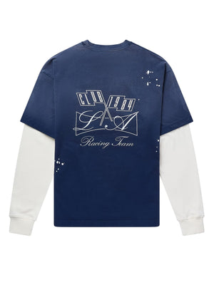 CLUB 1984. Piston LS T-shirt - Washed Navy T-Shirt