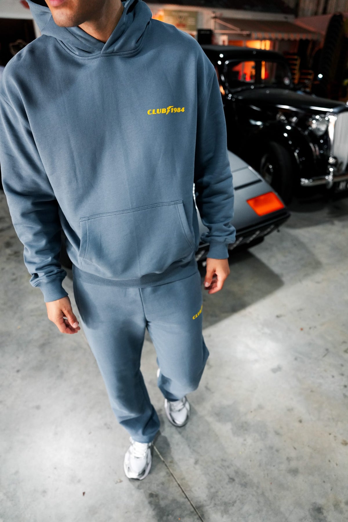 CLUB 1984. Pitstop Hoodie - Slate Blue Hoodie