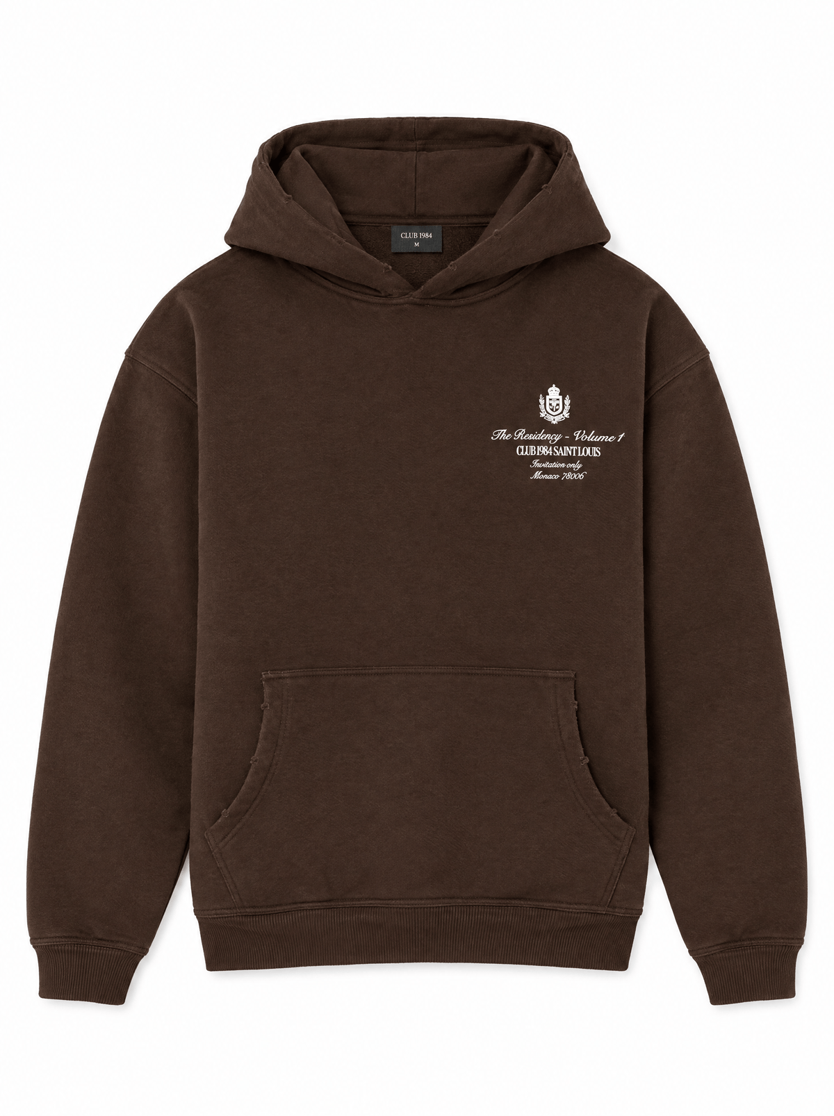 CLUB 1984. Residency Distressed Hoodie - Coffee Hoodie