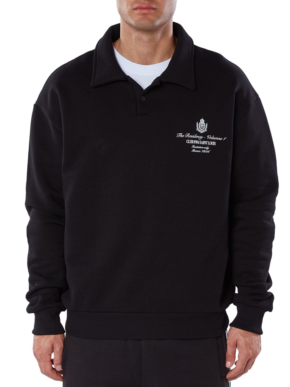 CLUB 1984. Residency Polo Sweatshirt - Black Sweatshirt