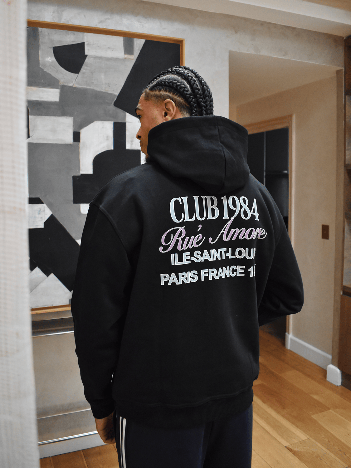CLUB 1984. Rue Amore Script Hoodie - Black Hoodie