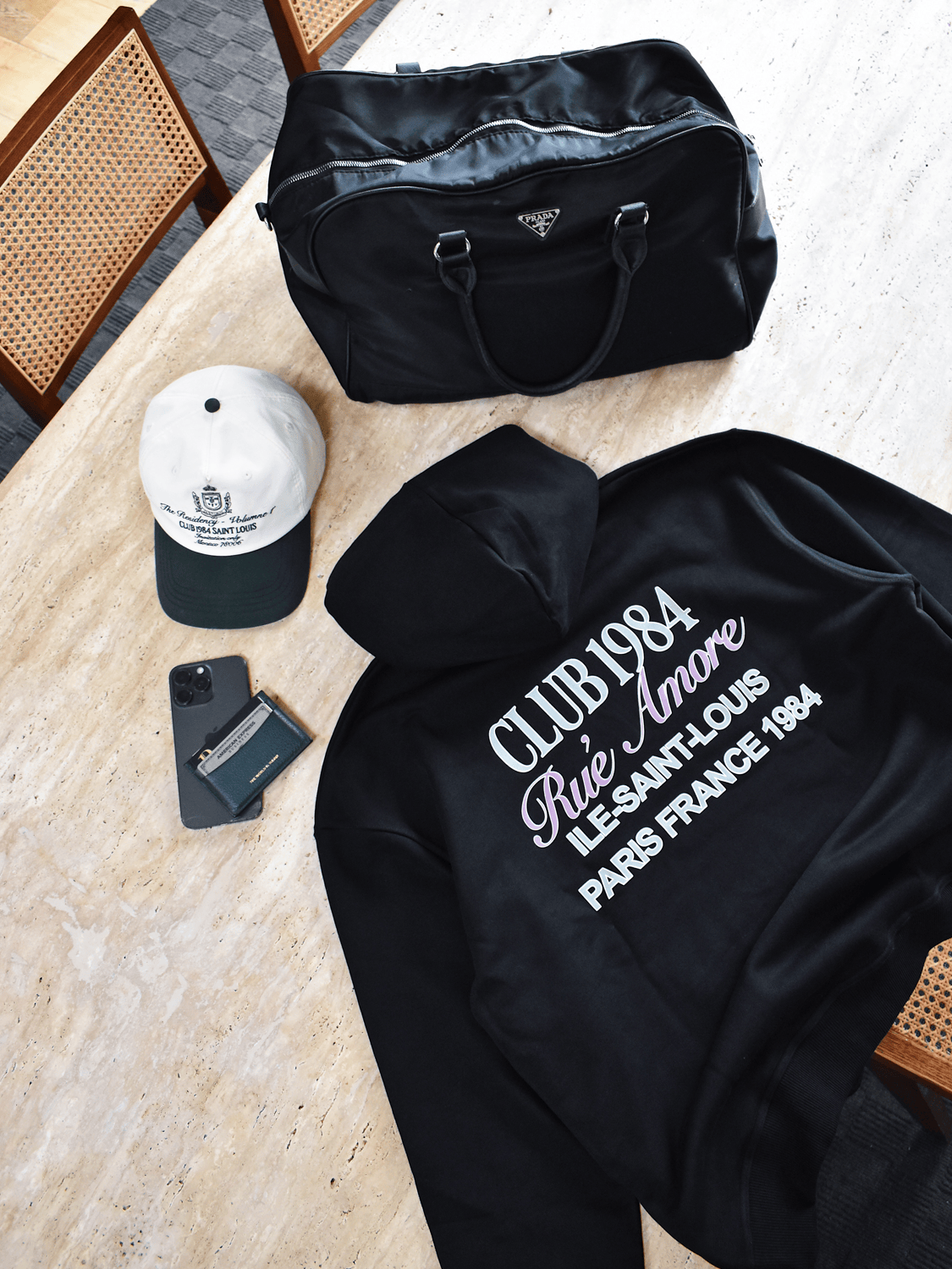 CLUB 1984. Rue Amore Script Hoodie - Black Hoodie