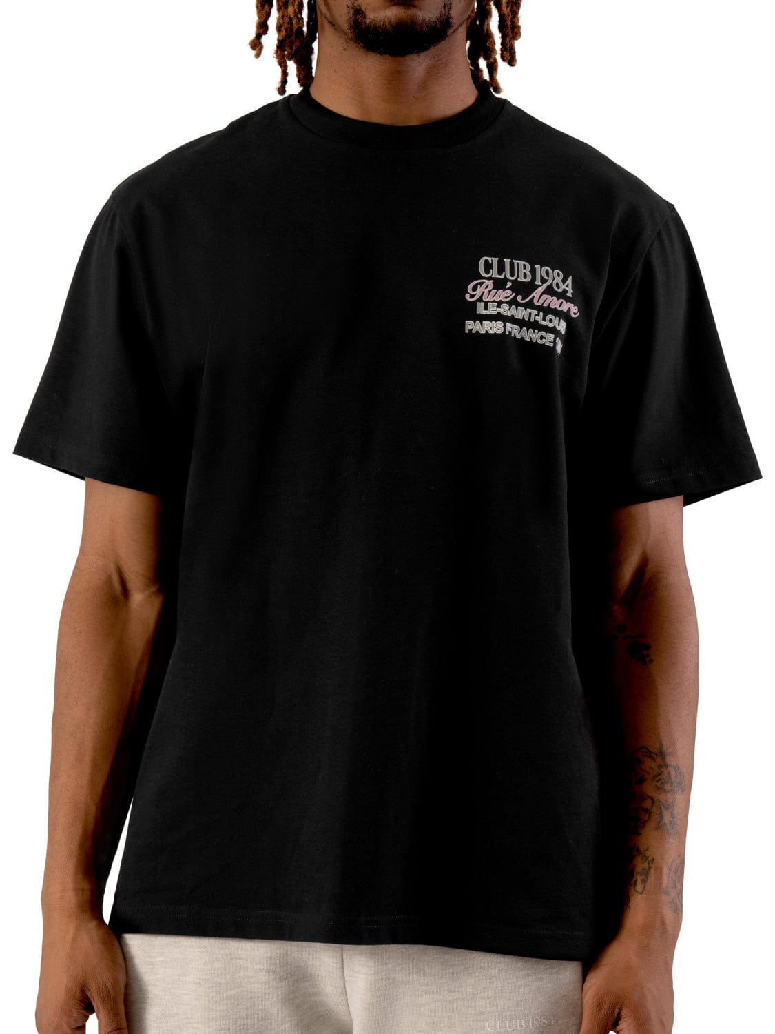 CLUB 1984. Rue Amore Script T-shirt - Black T-Shirt
